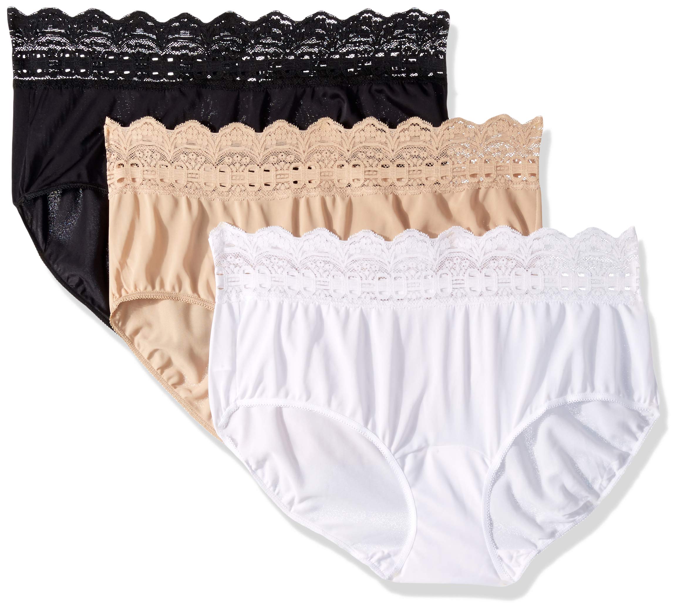 Photo 1 of Olga womens Secret Hugs 3 Pack Panty Hipster Panties, Black/French Toast/White, X-Large US