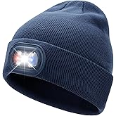 AOPREL Beanie with The Light, Unisex USB Rechargeable Headlamp Winter Knitted Cap for Men Dad Husband
