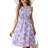 Freedom Girls Women's Boho Floral Halter Neck Dress Casual Summer Dresses for Women 2025 Hawaiian Vacations Sundresses