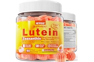 NEVISS Sugar-Free Lutein Zeaxanthin Supplements Gummies (25mg) Vitamins A, C, E, Bilberry, Astaxanthin - Coconut Oil for Better Absorption - Adults & Teens Vision Health, Eye Strain, Dry Eyes - Vegan, 60Cts