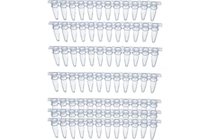 MUHWA 0.2ml PCR Tube with Thin Wall, Strip of 12 Tubes with Cap, Flat Caps, 200 Strips