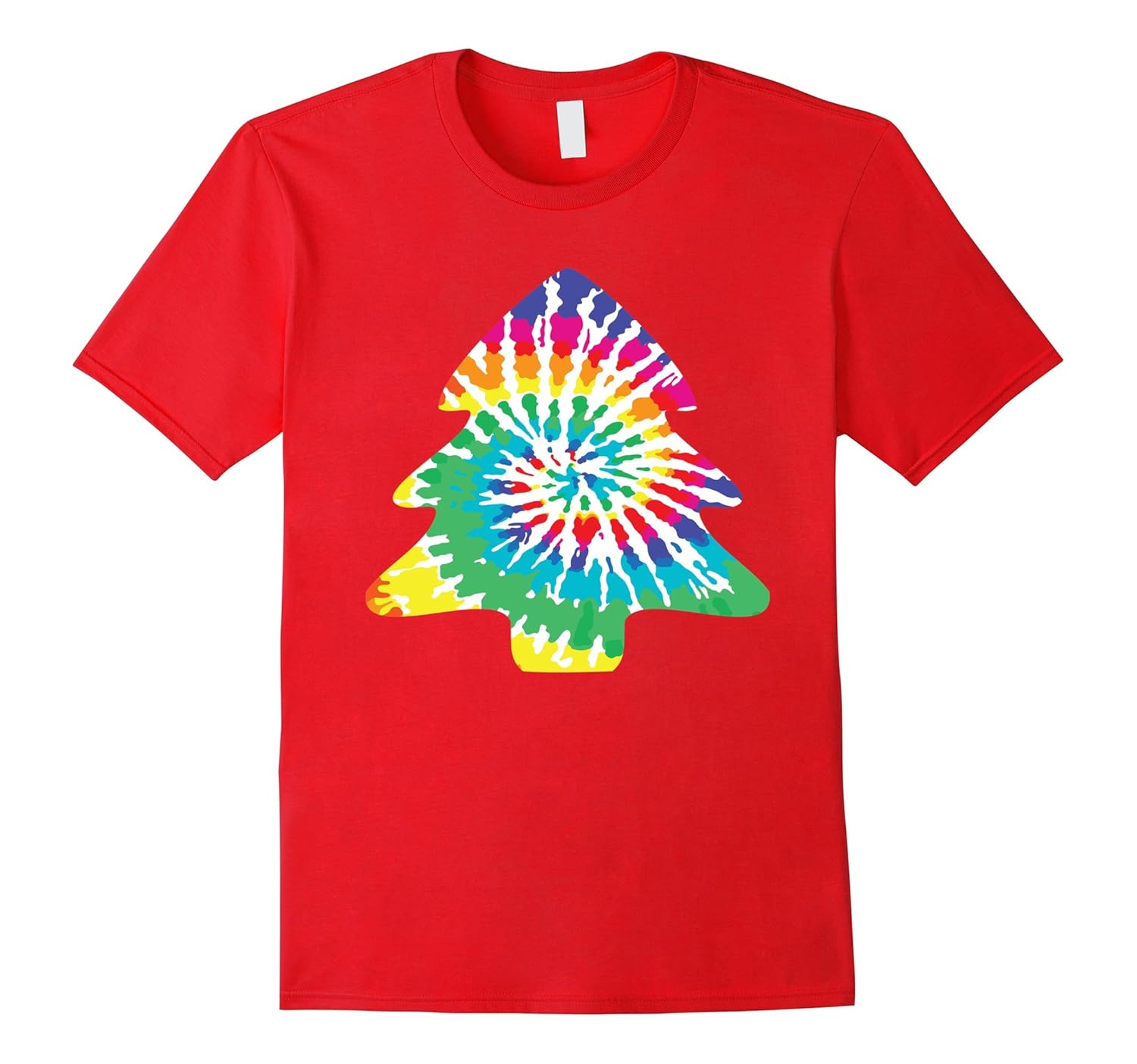 Groovy Tie Dye Christmas Tree Shirt, Tye Dyed Print Holiday-ANZ