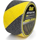 S&X Black/Yellow Anti Slip Tape 3" x 33 FT, Heavy-Duty Grip Tape for Stairs Outdoor Waterproof Safety Non Skid Roll High Traction Non Slip Strip with Hard-Wearing Surface