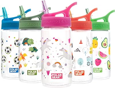 Polar Gear Kids Water Bottle 400ml Unicorn BPA Free Leakproof with Straw