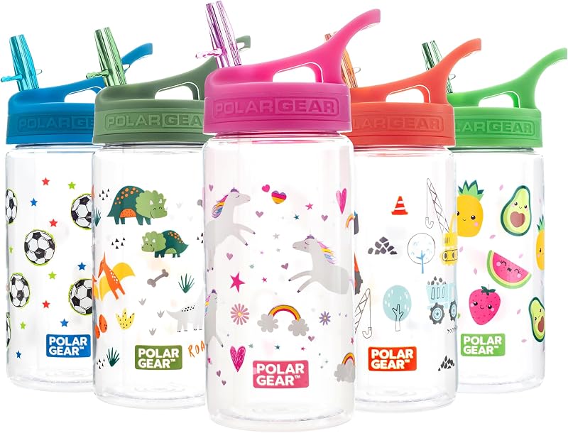 Polar Gear Kids Water Bottle 400ml Unicorn BPA Free Leakproof with Straw