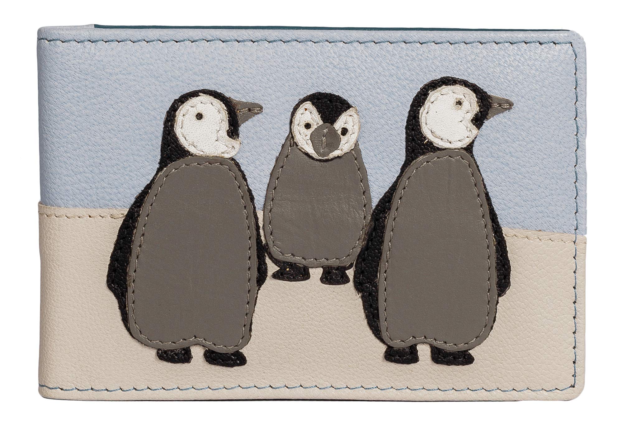Mala Leather Cute Penguin RFID Protected Card & ID Holder – Genuine Leather, Removable Inserts, Secure RFID Protection, Gift Dustbag Included