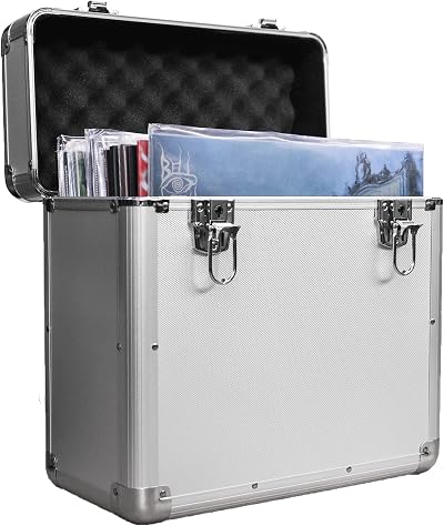 Maison & White Vinyl Record Storage Case Aluminium 50 LPs Silver