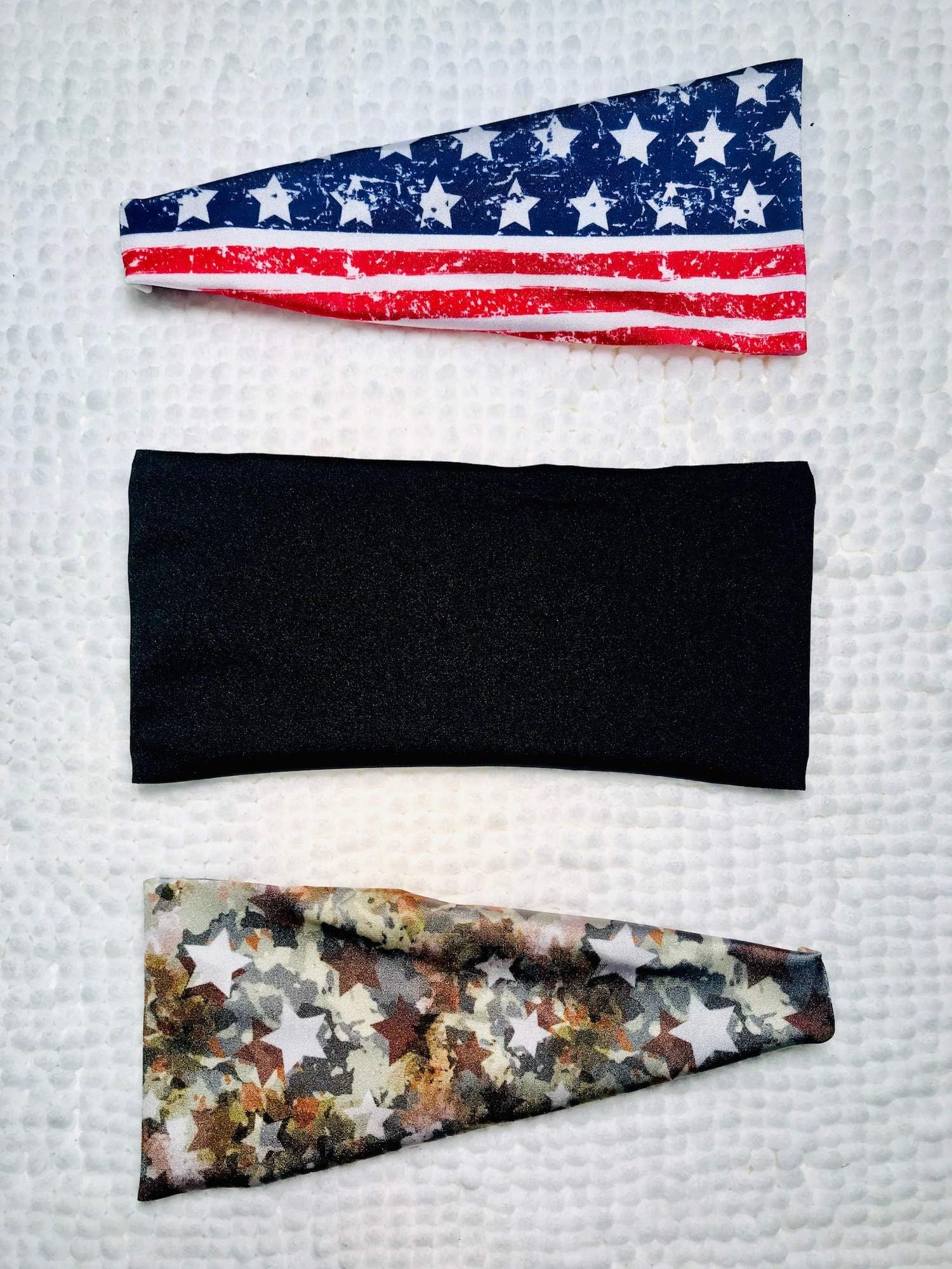 Hippie Runner Patriotic 3 Pack Headbands. New 3 Headband Pack! Sweat Wicking Headbands. Sweatbands & Sports Headbands for Running, Crossfit, Working Out Or Around The House. Moisture Wicking.