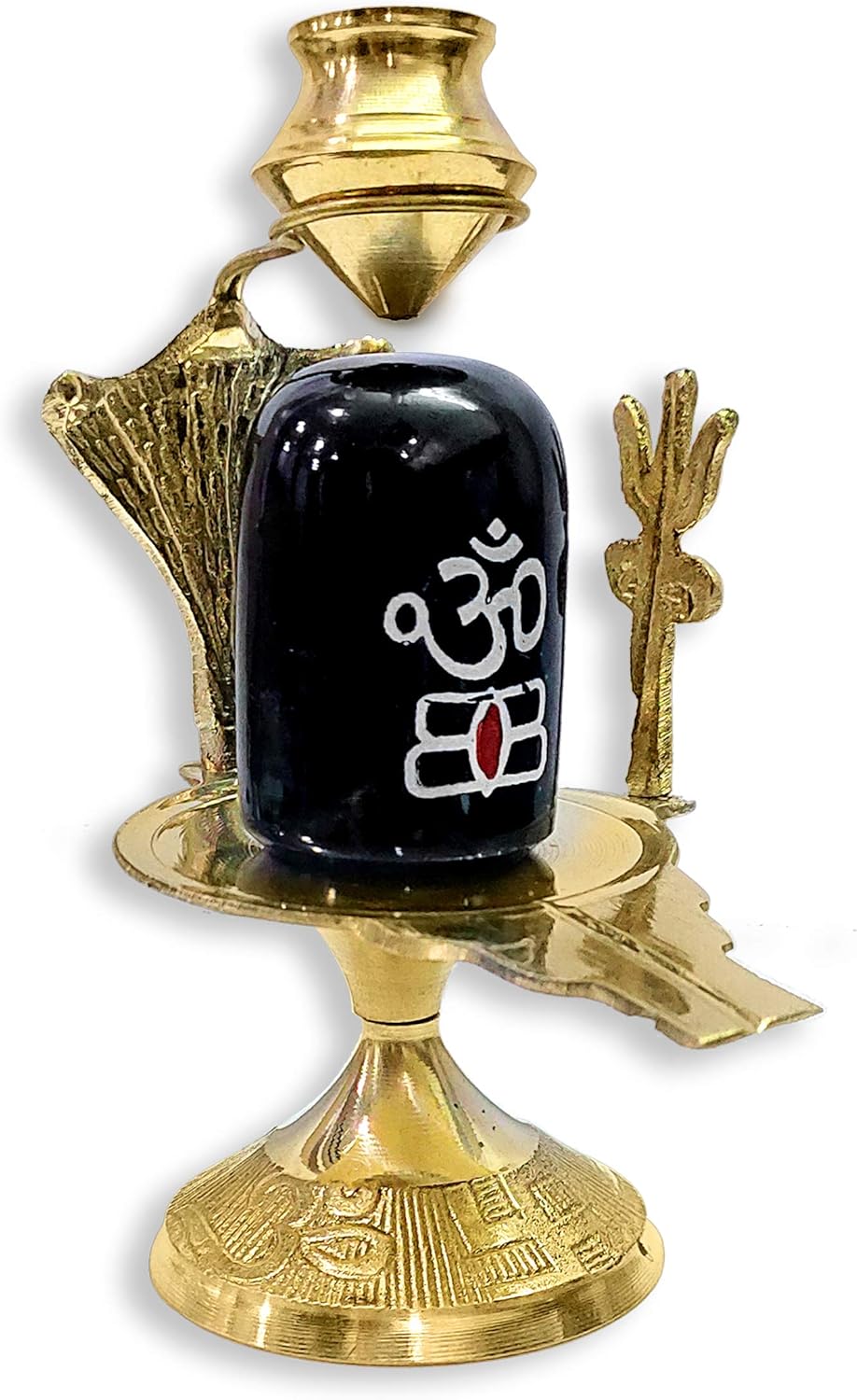 Craftsman 5 INCH Brass Lord Shiva Linga Lingam Shivling Statue Shesnag Trishul with Brass Matki for Hindu Festive Pooja Puja Sculpture Items Shivling Showpiece (5 INCH)