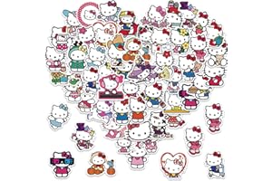 TOOREEY 50Pcs Cute Stickers for Hello Kitty Stickers Pack Kitty White Theme Waterproof Sticker Decals for Laptop Water Bottle Luggage Skateboard Car Bumper Hello Kitty Stickers for Kids Teens Girls