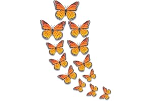 Yzurbu 24pcs Monarch Butterfly Decor, Yellow Artificial Fake Butterflies Decorations for Fall Autumn Craft, Halloween, Thanksgiving, Christmas