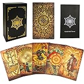 IXIGER Tarot Deck with Guidebook & Box, 78 Tarot Cards Set, Divination Cards for Beginners & Experts (Vintage Glazed Gold)