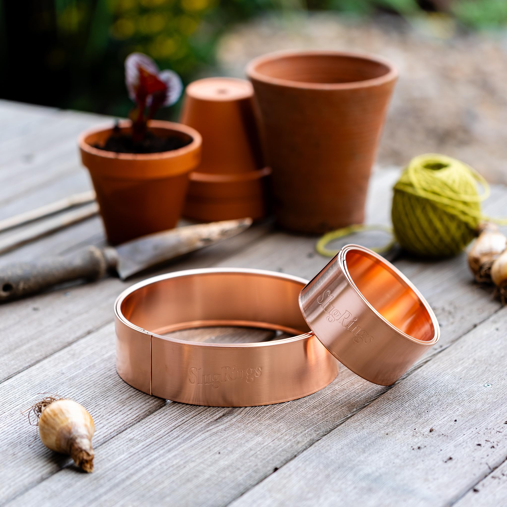 Slug Rings™ Copper Slug and Snail repellent rings starter mixed size pack - 3 x 10cm and 3 x 17cm