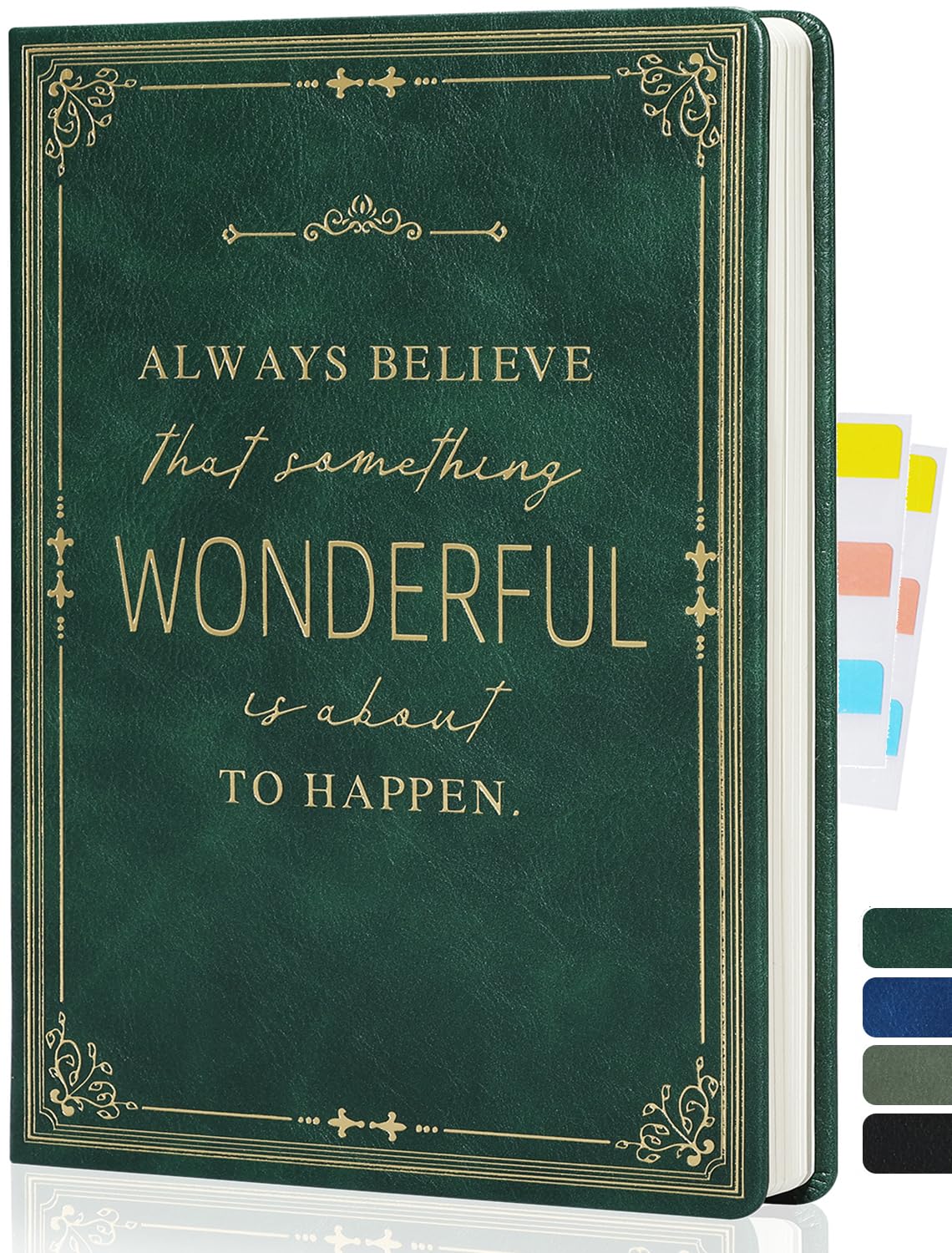 Photo 1 of Leather Journal Notebook for Men, A5 Green Journal Note Book, Artisan Travel Journal for Writing, Bible Journaling Notebook 200 Pages, Hardcover College Ruled Gifts Journal for Work, School, Friends