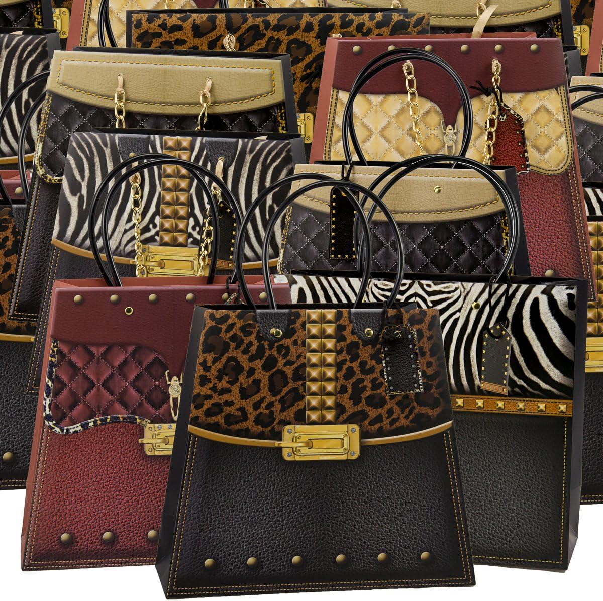 24pk Medium Handbag-Style Gift Bags Bulk Set With Handles Women Party Favors Showers