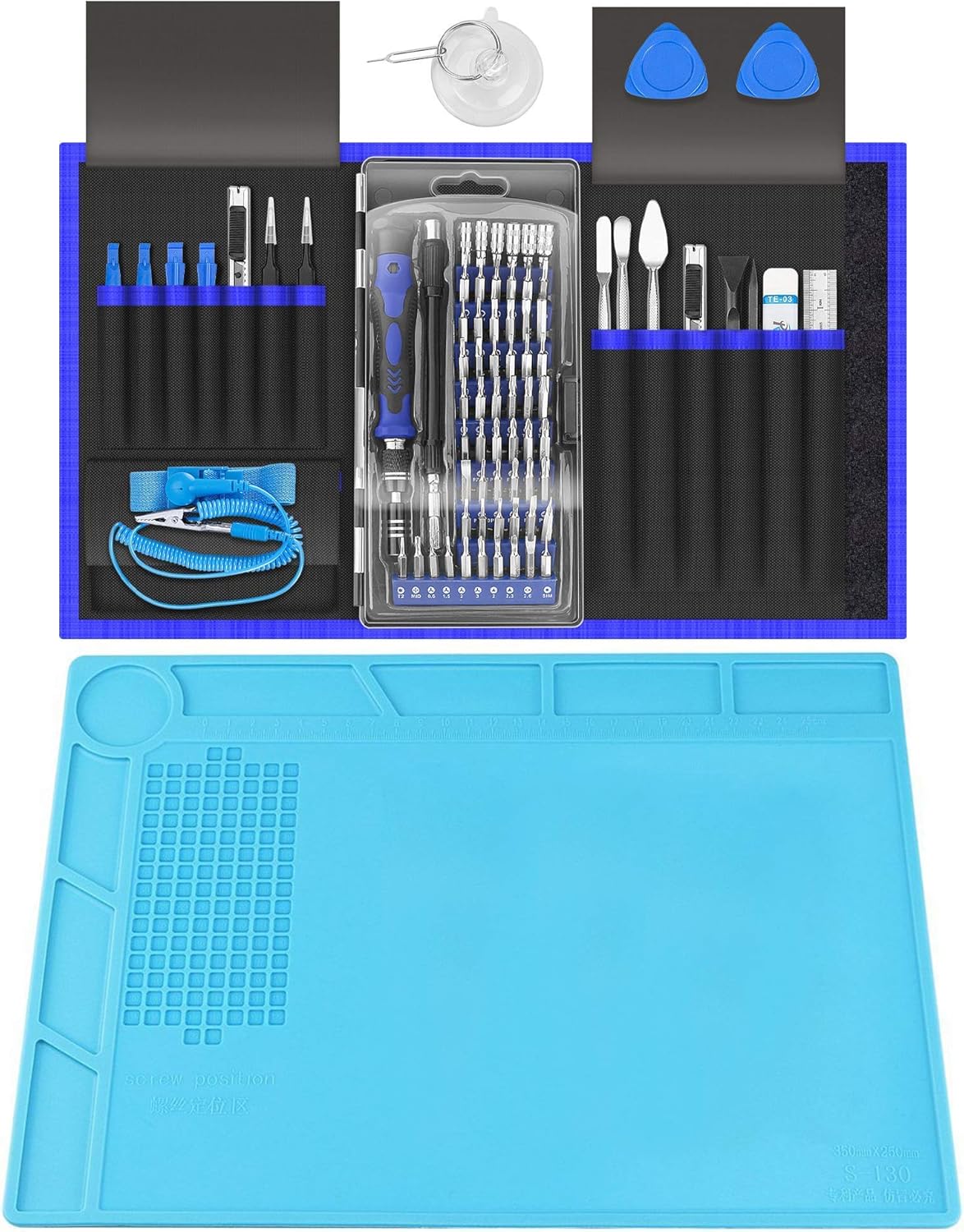 XOOL 80 in 1 Precision Screwdriver Set & Heat Insulation Silicone Repair Mat(13.7''×9.76''), Professional Electronics Repair Tool Kit for Repair Cell Phone, iPhone, iPad, Watch, Tablet, PC, MacBook