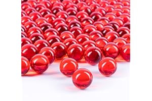 Galashield Marbles for Vases | Glass Marbles Bulk Vase Fillers | Glass Beads for Vases, Round Marble (Red, 1 LB)