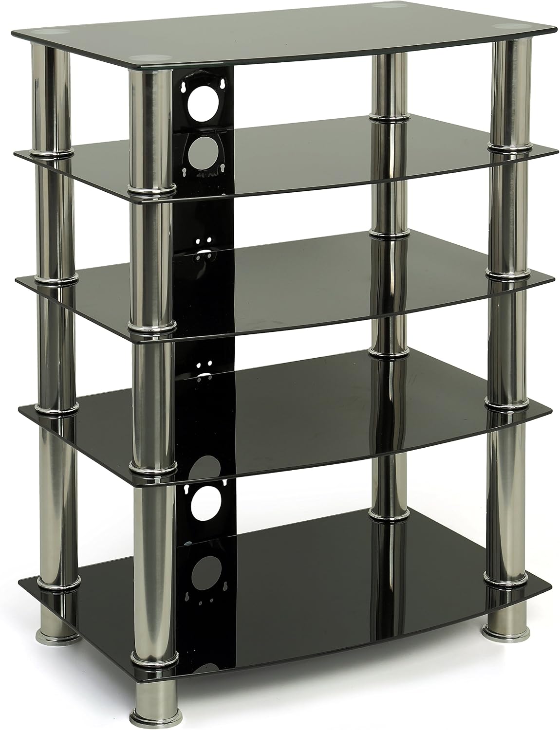 Centurion Supports Galago Black Glass TV/Hi-Fi Stand, Black and Silver, Mittel - Image 3
