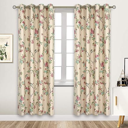 Printed Blackout Curtains Eyelet Thermal Insulated Super Soft