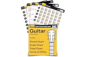 NOISY CLAN Guitar Chords Chart Pack 8x8" Learn Chords for Guitar, Guitar Chord Progressions, Guitar Scales, Guitar Triads. Back to School Music Learning Tool, The Guitar Theory Cheat Sheet - Easy Read
