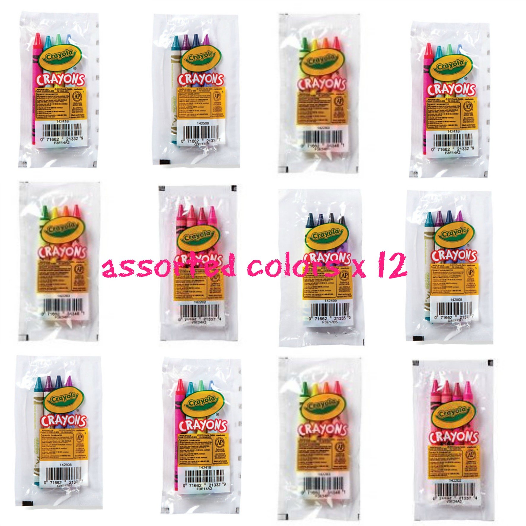 Crayola 4 Pack Full Size Crayons Party Favors Bundle of 12 4 Packs