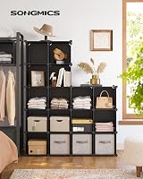 SONGMICS 16-Cube Storage Unit Shoe Rack DIY Shelving System 31 x 123 cm Black view 2