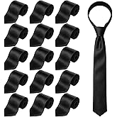 BOHUIZ 15 Pcs Black Ties for Men, Bulk Solid Satin Pure Color Groomsmen Black Tie 3.15'' Formal Necktie For Wedding Choir Uniform Business Occasion