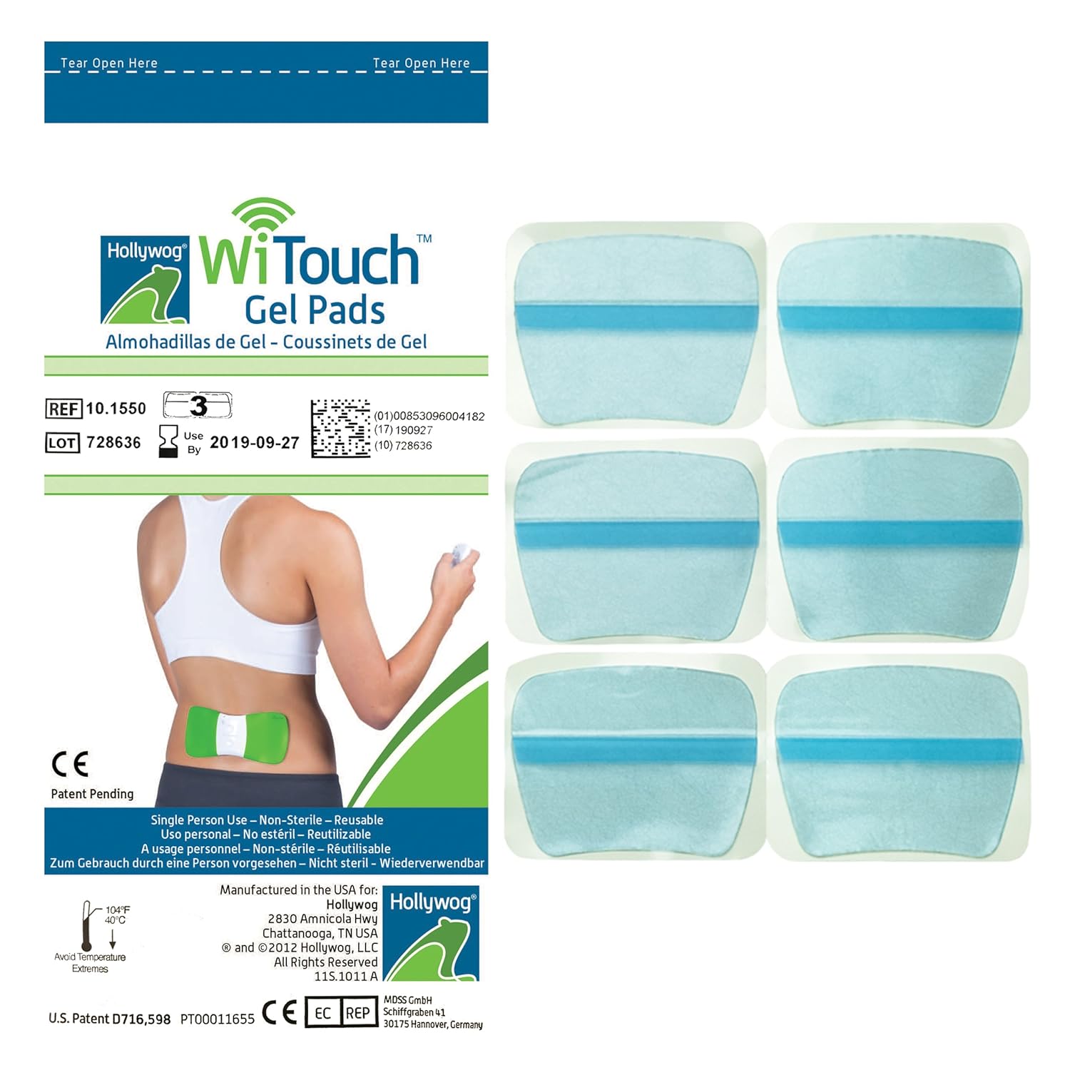 Witouch TENS Gel Pad Refills 1 Pack of 10 Pads (5 Pairs of Gel Pads