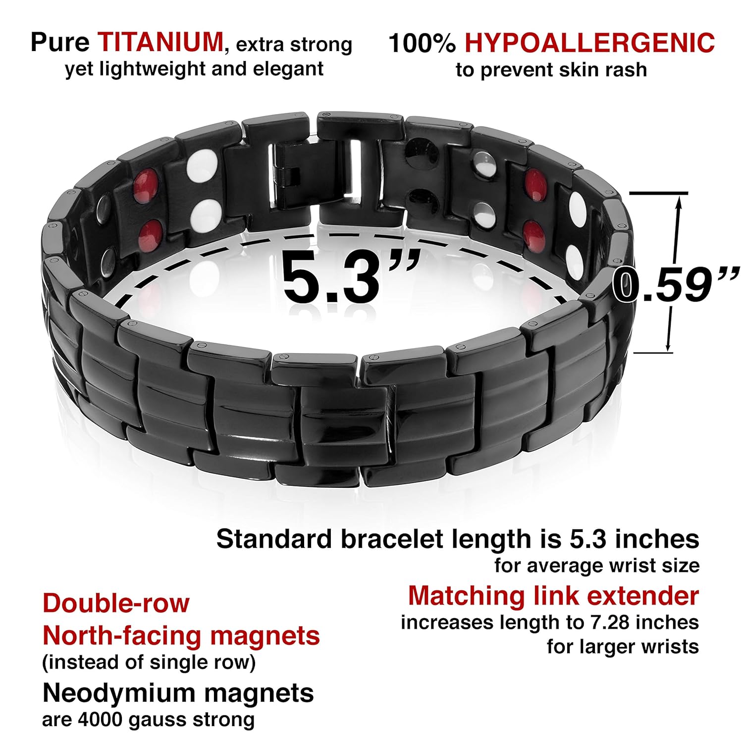 4000 Gauss Titanium Therapy Bracelet, Help Relieve Wrist and