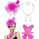 Bnsikun 5Pcs Fascinators Hat for Women Tea Party Veil Mesh Headband Feather Hat for Women Veil Tea Party Hats