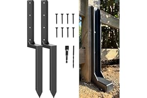 IRONBABE Fence Post Repair Kit - One-Piece Steel Anchor Stakes to Quick Fix Broken/Leaning 4x4/6x6 Wood Posts (Thickened 11-G