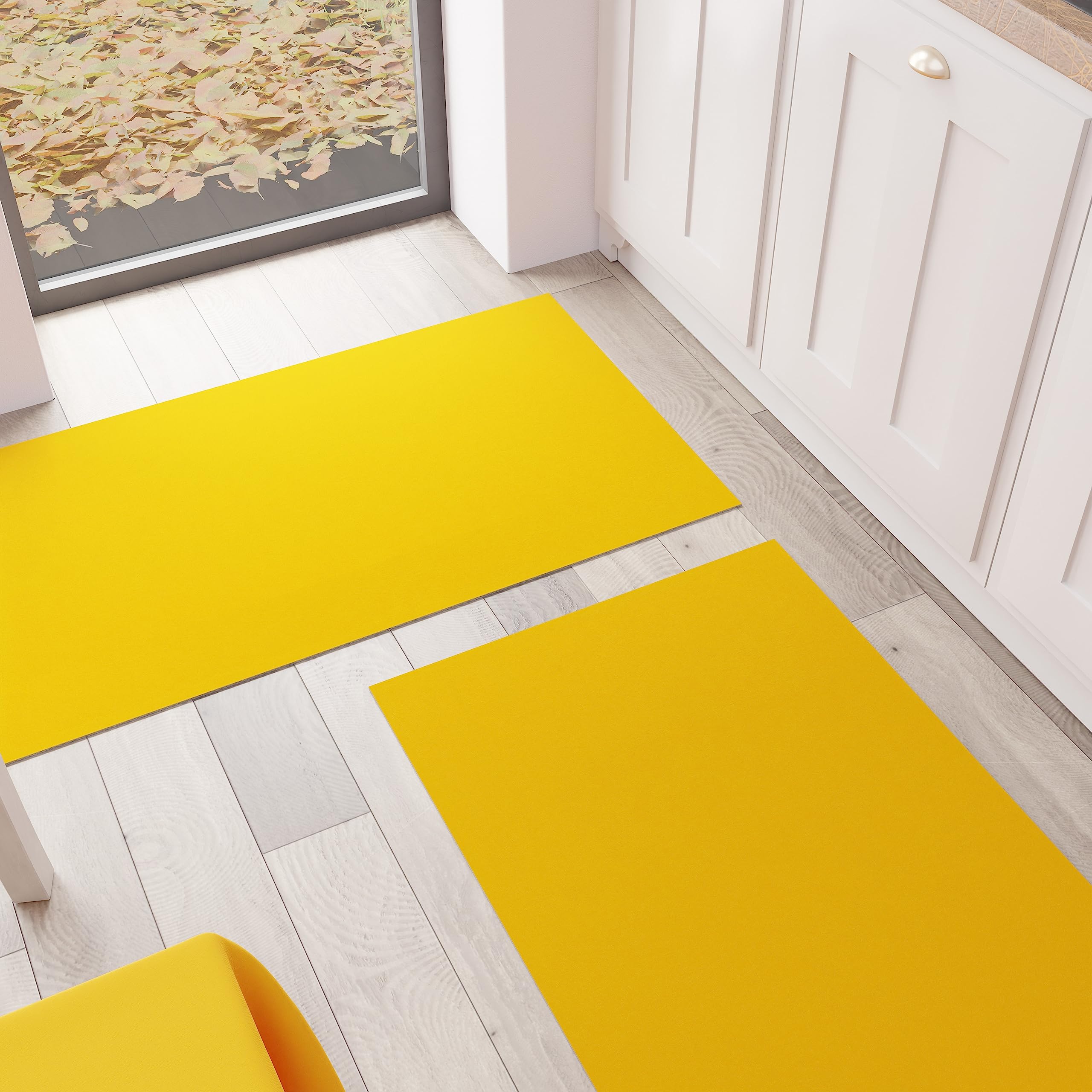 PETTI Artigiani Italiani - Kitchen Rug, Runner, Kitchen Rug, Washable, Non-Slip, Rug Runner, Kitchen Rug, Plain Colour, 52 x 100 cm, Yellow, 100% Made in Italy