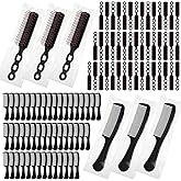 Baderke 144 Pack Individually Wrapped Hair Brushes Combs Set for Homeless, Detangling Brush Widen Combs for Curly Hair Suitable for Women Men Shelter Nursing Hotel Church Charity Supplies(Black)