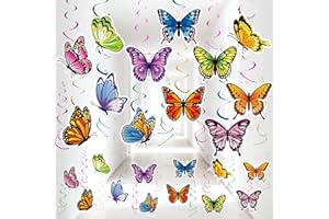 60 Pcs Butterfly Birthday Decorations Spring Butterflies Hanging Swirls Streamers Spring Butterfly Party Decoration Easter Ce