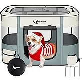 Dog Playpen,Cat Pet Puppy Pen,Portable Playpens for Dogs Indoor Outdoor Travel Camping Use,Foldable Dog Kennel Tent Crate for Rabbit Small Animals with Carrying Case (Grey, Small)