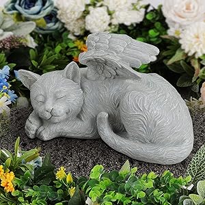 Giftchy Pet Memorial Stones for Cats, Angel Cat Bereavement Gifts, Pets Grave Marker & Tribute Statue (9.875