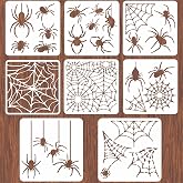 INFUNLY 8PCS Spider Web Stencil for Painting Halloween Spider Stencils 11.8x11.8 Inches DIY Decorative Wall Stencil Horror Wall Art Stencil for Cake Face Door Mats Canvas Crafts Doormat