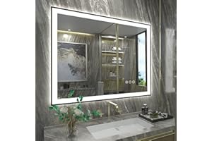 SMIROR 40 x 32 Black LED Bathroom Mirror for Wall, lluminatted Vanity Mirrors with Lights, Anti-Fog, 3 Colors, Dimmable, Memory, Shatterproof, ETL Listed (Front Lit and Backlit)