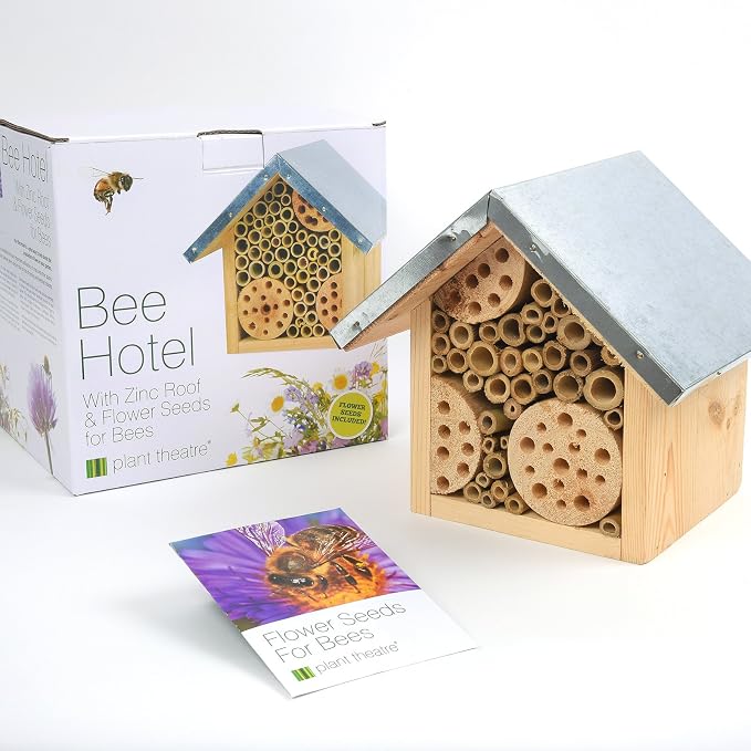 Bee Hotel & Flower Seeds for Bees by Plant Theatre Excellent Gift