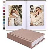 Pssoss Small 4x6 Photo Album with Writing Space Holds 30 Photos Ideal for Wedding Theme-Album and Baby Photo Album (Beige)