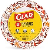 Glad Disposable Paper Plates, Happy Fall Pattern - Strong, Sturdy, Soak Proof, and Microwavable Decorative Plates for Dinner and Everyday Use, 10 Inch, 50 Count