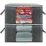 CCidea 2 Pack Clothes Storage Bag Organizer with Reinforced Handle, Great for Comforters, Blankets, Bedding, Under Bed Storag