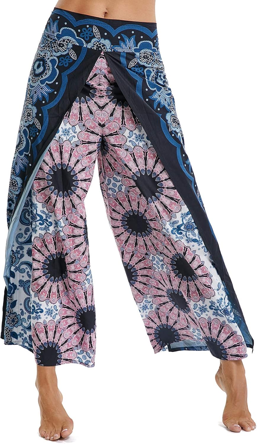 FITTOO Pantalon Yoga Femmes Sarouel Bohémien Harem Pants Imprimé Floral Pour Danse Orientale