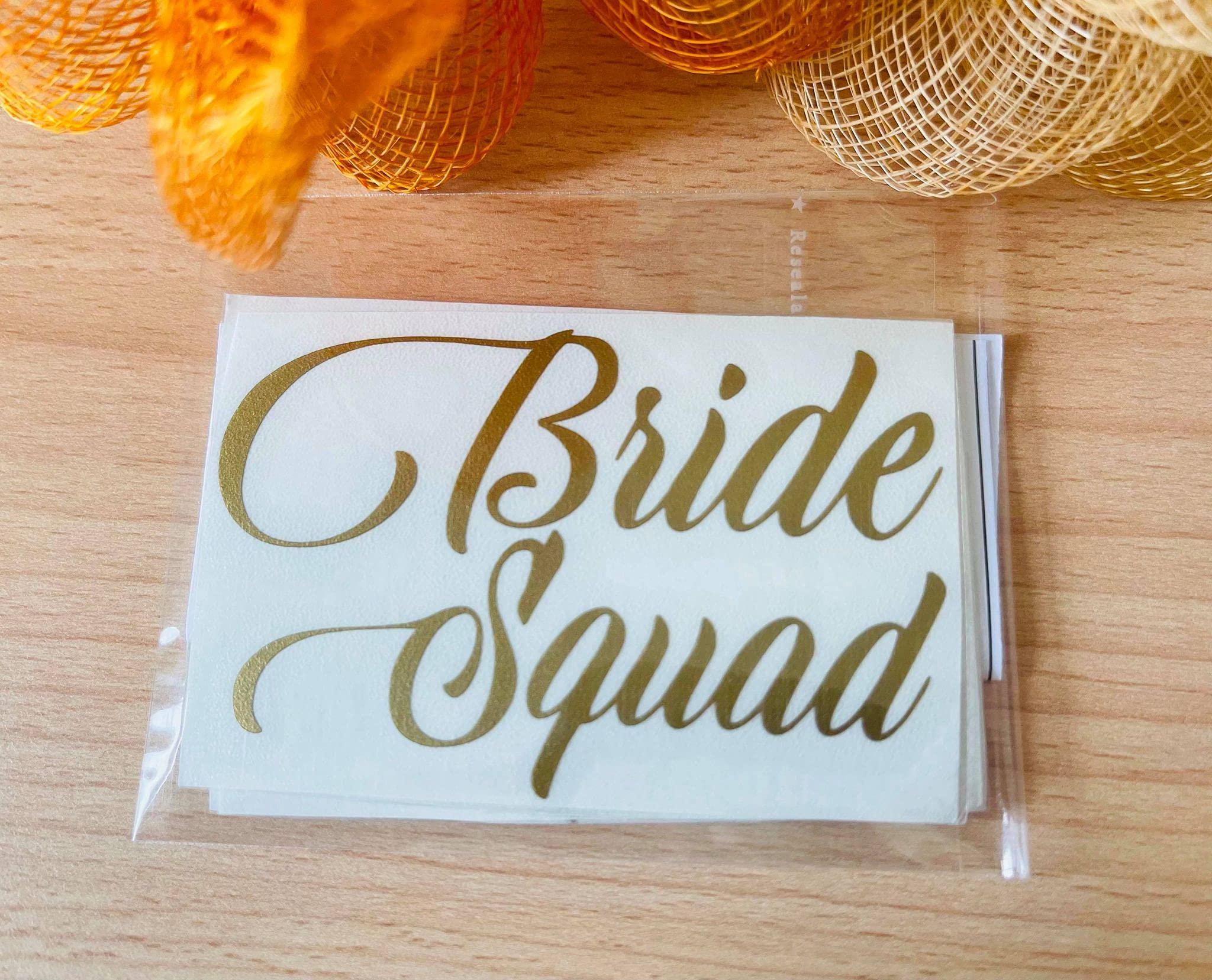 MURRIELLE Team Bride and Decal Label - Wedding Party Glasses in Gold Matt Finish (5 Bride Squash)
