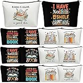 Sunnymove 12 Pcs Book Lover Makeup Bags Book Club Gifts for Women Novelty Bookish Cosmetic Bag with Zipper Pouch for Teen Adult Bookish Librarian Reader Gifts(Classic Style)