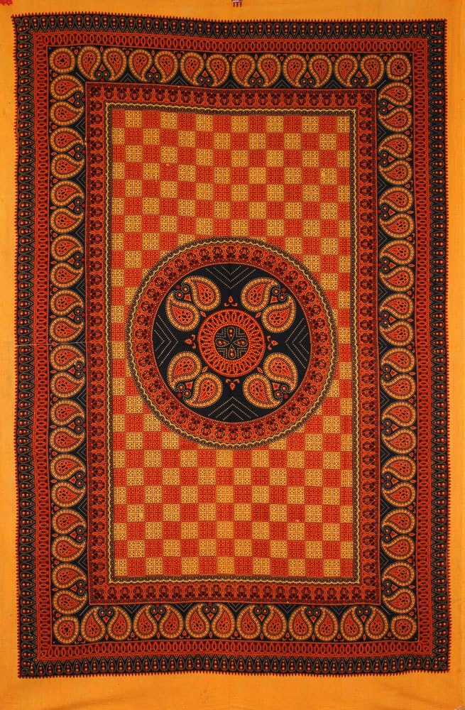 Wall Hanging Indian Cotton Tapestry Paisley Bohemian 83 x