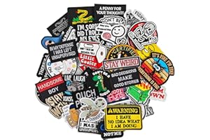 JEFUZH 20 Pieces Random Funny Patches, Hook and Loop Humorous Funny Embroidered Meme Morale Patch, DIY Applique Accessories for Backpacks, Dog Harnesses, Army Vests, Hats, Helmets