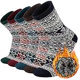 COOVAN Mens Warm Wool Socks Thermal Winter Thick Crew Socks Cold Weather Soft Cozy 5 Pairs