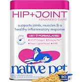 Native Pet Hip &amp; Joint Advanced Care Dog Joint Supplement Powder for Mobility &amp; Movement Support, Joint Supplement for Dogs with HMB, UC-II Collagen, Green Lipped Mussel &amp; Hyaluronic Acid &ndash; 30 Scoops