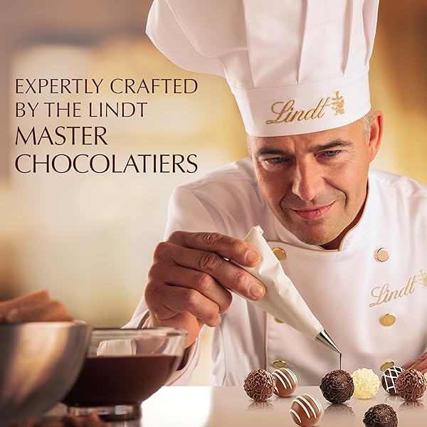LINDT GOURMET CHOCOLATE TRUFFLES GIFT BOX, ASSORTED CHOCOLATE CANDY FOR MOTHER’S DAY GIFTS, 26 COUNT, 14.7 OZ. BOX